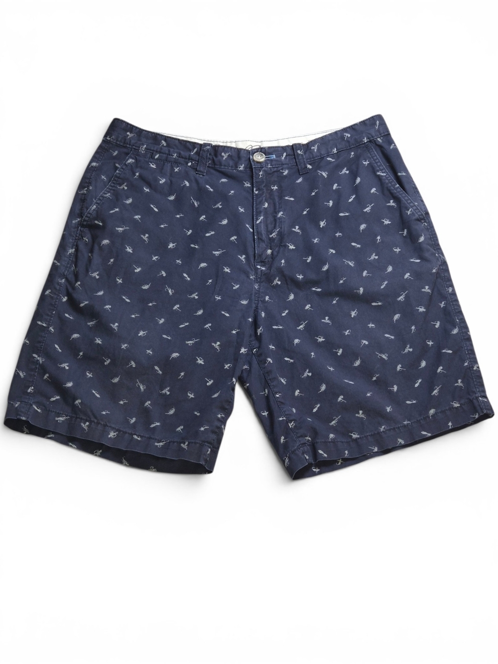 Eddie Bauer Fish Print Shorts Men 33 Coastal Grandad Nautical Resort Beach Vacay